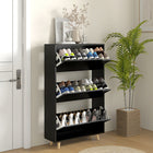 HOMCOM Narrow Shoe Cabinet with 3 Flip Doors & Adjustable Shelves - Black-Narrow design fits well in tight spaces, maximizing room
