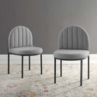 Modway Isla Upholstered Fabric Dining Side Chair - Black/Light Grey - 2 Pack-Clamshell Design