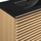 Modway Render 36" Wall-Mount Bathroom Vanity - Oak/Black-Fixtures Not Included