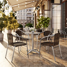 Flash Furniture Commercial Aluminum & Dark Brown Rattan Indoor-Outdoor Restaurant Stack Chair-Curved Back