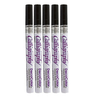 Marvy Uchida Fine-Point Calligraphy Opaque Paint Marker - Black - 5 Pack-Opaque paint marker features a fine calligraphy tip for creating detailed designs