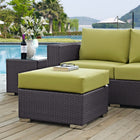 Modway Convene Outdoor Patio Fabric Square Ottoman - Espresso/Peridot-Powder Coated Aluminum Frame