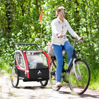 Aosom 2 Seat Bike Trailer for Kids 2-in-1 Double Baby Jogging Stroller - Red-Features adjustable five-point safety harness for child safety 