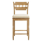 Modway Jax Oak Wood Counter Stool With Wavy Razor Back and Cushion - Weathered Oak Linen-Fully Assembled
