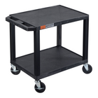 Luxor TUFFY 26" H Two-Tier Multi-Purpose Utility Cart - 24" W x 18" D - Black-The cart features two flat shelves made from recycled high-density polyethylene, providing sturdy surfaces for a variety of items