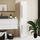 HOMCOM Tall Bathroom Storage Cabinet with Three Adjustable Shelves - White-4-tier top and 2-tier bottom cabinets for ample storage