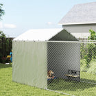 PawHut Outdoor Dog Kennel and Dog Run with Cover - 19.7' x 7.5' x 7.5' - Silver-Enhanced tarpaulin security with encrypted buttonholes for added stability 