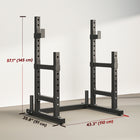 Soozier Adjustable Squat Rack - 660 lb Multi-Function Barbell Rack - Black-Four safety spotters provide a wider catch area for enhanced protection 