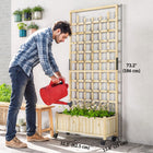 Outsunny Wooden Planter with Trellis with Wheels - Drainage Holes-Four wheels -move trellis around easily. Two brakes to stand