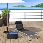 Outsunny Folding Lounge Chair with Headrest and Adjustable Backrest - Black-Adjustable backrest and reclining seat for customizable comfort
