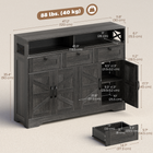 HOMCOM 47" Farmhouse Sideboard Buffet Cabinet with Barn Doors & Storage Shelves - Dark Brown-Rustic farmhouse charm enhanced by barn door design