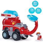 PAW Patrol Marshall Elephant Firetruck with Projectile Launcher-Launch 3 projectiles: open the rear compartment to access the 3 water projectiles. load them into the projectile feeder and pull the trunk back into position, then press the button to launch!