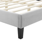 Modway Sienna Performance Velvet Twin Platform Bed with Black Wood Legs - Light Grey-Black Wood Legs With Non-Marking Caps