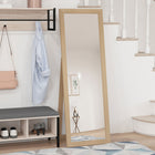 HOMCOM Full Length Mirror - 20.1" W x 57.9" H - Oak-Thick mirror for a gleaming and beautiful finish 