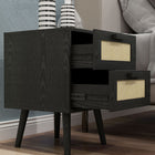HOMCOM Boho Design Nightstand - Black - Set of 2-Colour: Black, Natural Wood