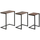HOMCOM Nesting End Tables- Rustic Brown - Set of 3-Industrial end table set easily fits any décor 