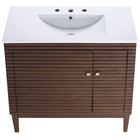 Modway Ledger 36" Bathroom Vanity - Walnut/White-8