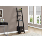 Monarch Specialties 2765 69"H Bookcase - Espresso Corner Etagere W/ Drawer-1 closed drawer on glides with deep storage and additional space on top for display