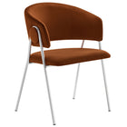 Modway Nella Upholstered Performance Velvet Dining Chair - Rust/Silver - 2 Pack-Protective Foot Pins