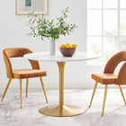 Modway Pursuit 40" Dining Table - White Gold-Chip-Resistant Metal Pedestal Base
