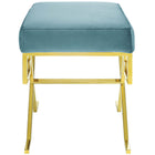 Modway Twist Performance Velvet Bench - Sea Blue-Gold Stainless Steel Base