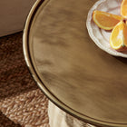 Modway Lazaro Round Rattan Side Table - Burnished Brass Natural-Sculptural Hourglass Silhouette