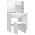 HOMCOM Vanity Desk with Stool - 31.5" L x 15.7" W x 52" H - White-Dressing table includes copper-free mirror for distortion-free reflections 