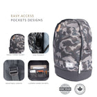 Habitu Travel Laptop Zip Backpack - Black Camo-Dimensions: 16.9" H x 11.8" W x 4.7"D