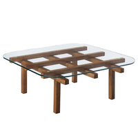 Modway Isby 35" Tempered Glass Coffee Table - Walnut-35 Inch Square Coffee Table