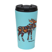 Oscardo John Rombough Moose Indigenous Art Travel Mug-Authentic Indigenous Art Design - Features licensed artwork by First Nations, Inuit, and Métis artists from across Canada, celebrating Indigenous culture and creativity