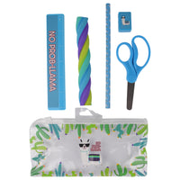 Westcott 5-Piece School Set - Assorted Colours-Includes 5” Scissors, Pencil, Pencil Sharpener, 6” Ruler, Large Jumbo Twister Eraser
