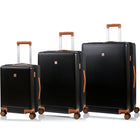 Champs Vintage Muse 3-Piece Luggage Set - Black/Tan-Expansion on all cases