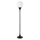 Hudson&Canal Mahdi Torchiere Floor Lamp with Glass Shade - Blackened Bronze/White Milk-Mid-century style for your living room, office space, bedroom, or reading nook