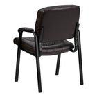 Flash Furniture Leather Executive Side Reception Chair with Black Metal Frame - Brown-Tufted Upholstered Seat and Back