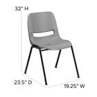Flash Furniture HERCULES Series Grey Ergonomic Shell Stack Chair with Black Frame-Limited Lifetime Warranty on Frame