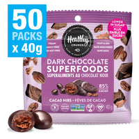 Healthy Crunch Cacao Nibs Dark Chocolate Superfoods - 40 gr - 50 Pack-Dairy-free