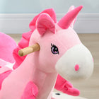 Qaba Baby Rocking Horse Ride-On Unicorn with Songs and Seatbelt - Pink-Colour: Pink - Material: Poplar Wood, Metal, Plush(100% polyester), PP cotton 