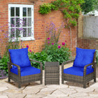Outsunny - ensemble de mobilier de patio en rotin 3 pièces - bleu-Convient pour le patio extérieur, la cour, le jardin, la terrasse et l’arrière-cour  
