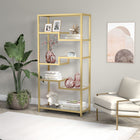 Hudson&Canal Johann 68"H Bookcase - Brass-Clean with a soft, dry cloth and no harsh chemicals or abrasive cleaning materials