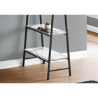 Monarch Specialties 7527 48" Computer Desk - White Marble-Look/Black Metal-Great for small workspaces in need of storage options, this 3-tier writing desk has a space-saving, open-concept design and is finished on all sides for flexible placement anywhere in your home office