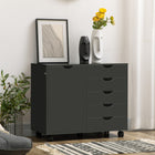 HOMCOM Lateral Filing Cabinet with 5 Drawers and Adjustable Shelf - Black-Adjustable inner shelf customizes storage space to fit your needs