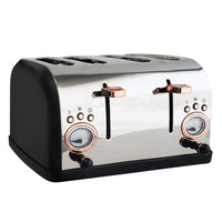 JS Gourmet Retro Rosewood Collection 4-Slice Toaster - Stainless Steel-4-slice capacity