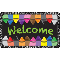Ashley Productions The Original Fun Mat Welcome Mat - 18" x 30" - Crayons Composition Welcome-Measurements and Design: The Crayons Composition Welcome Mat measures 18" x 30".