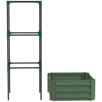Outsunny Raised Garden Bed with 55" H Tomato Trellis - 24" L x 24" W - Green-Plenty of growing space, trellis for climbing plants 