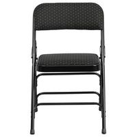 Flash Furniture HERCULES Series Curved Triple Braced & Double Hinged Black Patterned Fabric Metal Folding Chair-Set of 4 Padded Metal Folding Chairs
