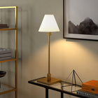 Hudson&Canal Clement 28" Tall Table Lamp with Fabric Shade - Brass/White-Rated for one 4W type B or T LED bulb with E12 (small size) base, Bulb not included