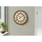 Monarch Specialties Clocks 20" Round Wall Clock - Antique Brown -Features a durable plastic frame with an easy to read, printed roman numeric display with a vintage backdrop, under a quality glass surface
