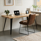 Homy Casa 63"W Live Edge Office Desk - Walnut-Easy 15-20 minute assembly with all necessary hardware included