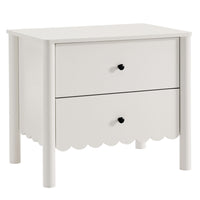 Modway Emmeline Scalloped 2-Drawer Nightstand - White-Full-Glide Drawers