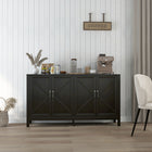 HOMCOM 60" L Farmhouse Kitchen Storage Cabinet - Black-Easy to clean with smooth melamine-facing